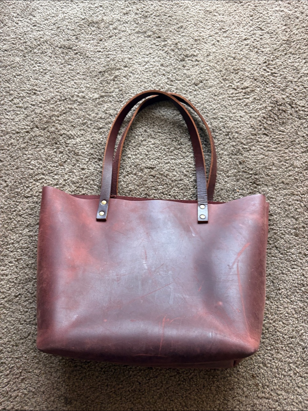 Portland Leather Brown Leather Tote with Front Pocket